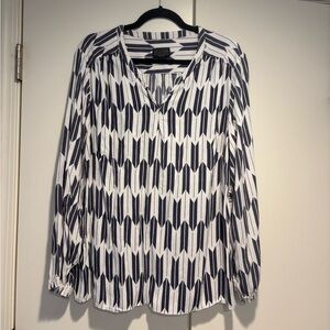 Pendleton Navy and White Geometric Blouse